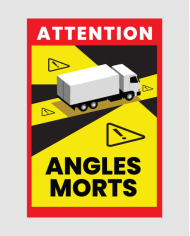 Autocolante p/ Camiões -  Angles Morts - 25x17cm (Vinil - Obrigatório em França)