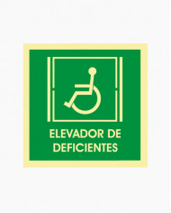 Sinal PVC/fotoluminescente - Elevador de Deficientes (15x15cm)