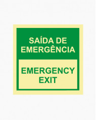 Sinal PVC/fotoluminescente - Saída de Emergência/Emergency Exit (15x15cm)