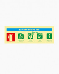 Sinal PVC/fotoluminescente - Sinal de Agente de Extintor - PÓ ABC (24x8.5cm)