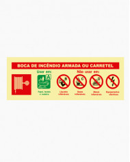 Sinal PVC/fotoluminescente - Boca de Incêndio Armada ou Carretel (24x8.5cm)