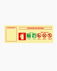 Sinal PVC/fotoluminescente - Sinal de Agente de Extintor c/ Número de Extintor - Espuma (24x8.5cm)