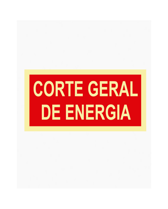 Sinal PVC/fotoluminescente - Corte Geral de Energia (20 x 10cm)