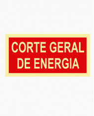 Sinal PVC/fotoluminescente - Corte Geral de Energia (20 x 10cm)