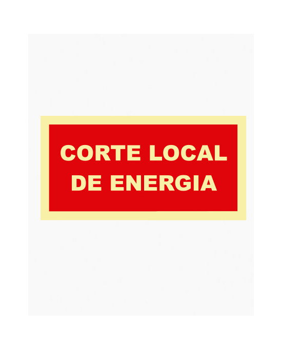 Sinal PVC/fotoluminescente - Corte Local de Energia (20 x 10cm)