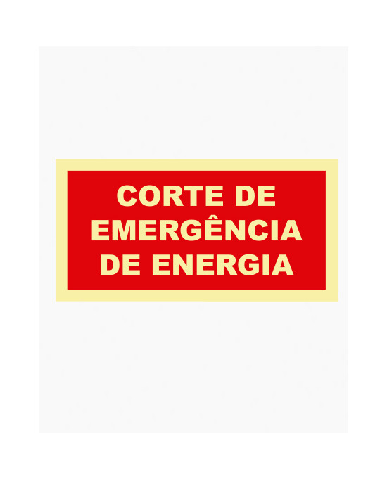 Sinal PVC/fotoluminescente - Corte de Emergência de Energia (20 x 10cm)
