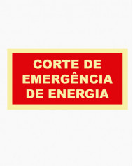 Sinal PVC/fotoluminescente - Corte de Emergência de Energia (20 x 10cm)