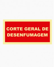 Sinal PVC/fotoluminescente - Corte Geral de Desenfumagem (20 x 10cm)