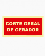 Sinal PVC/fotoluminescente - Corte Geral de Gerador (20 x 10cm)