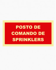 Sinal PVC/fotoluminescente - Posto de Comando de Sprinklers (20 x 10cm)