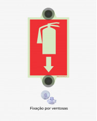 Sinal Extintor c/ Ventosa c/ Seta Baixo (10 x 7.5cm) - Amovível