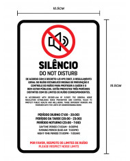 Sinal Lei do Ruído (15.5cm x 10.5cm) - Silêncio/Do Not Disturb (Vinil Autocolante)