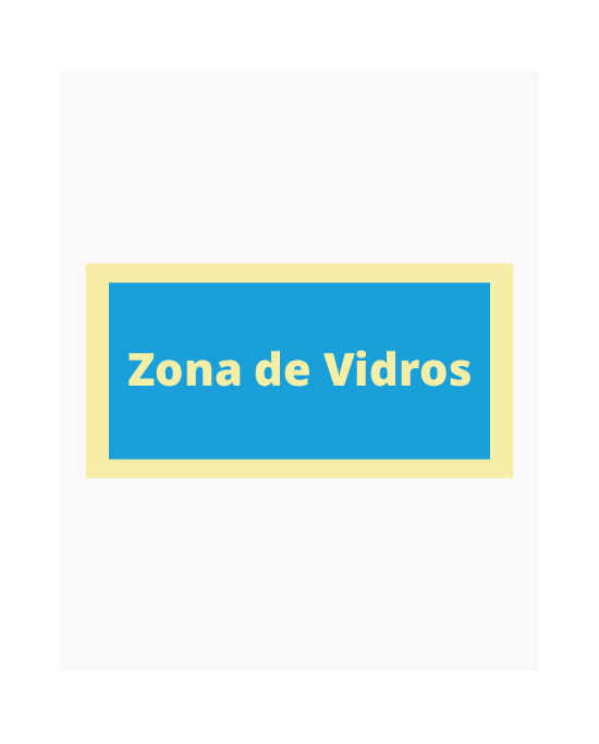 Sinal PVC Fotoluminescente - Zona de Vidros (20x10cm)