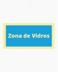 Sinal PVC Fotoluminescente - Zona de Vidros (20x10cm)