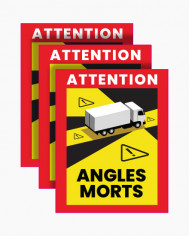 Autocolante p/ Camiões -  Angles Morts (3 unids.) - 25x17cm (Vinil - Obrigatório em França)