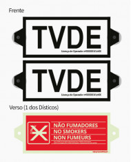 Dístico TVDE x2 (14.5 x 6.8cm) - Amovível c/ Ventosas + Traseira Não Fumadores