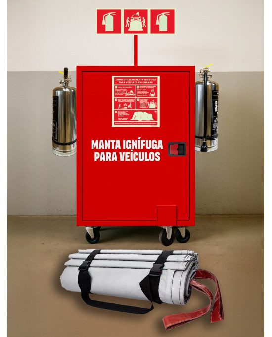 Manta Ignífuga 8x6m para Veículos Elétricos com Armário