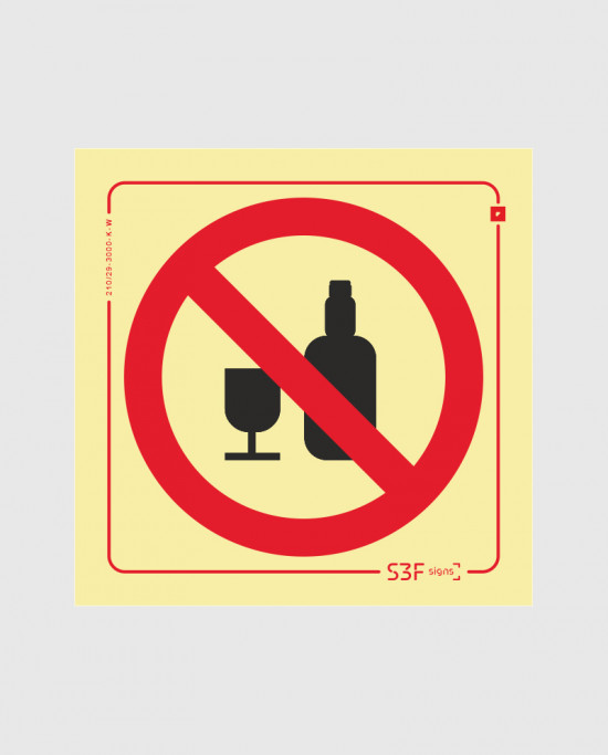 Sinal PVC Fotoluminescente - Proibido Bebidas Alcoólicas