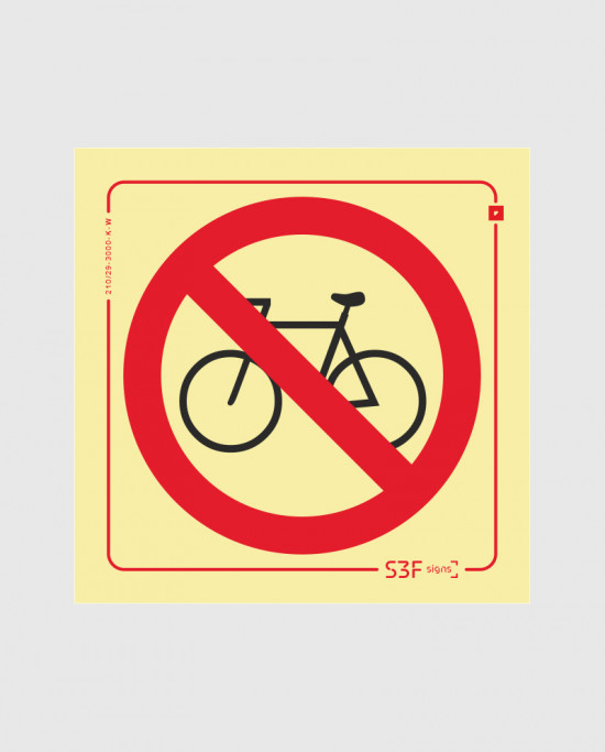 Sinal PVC Fotoluminescente - Proibido Bicicletas