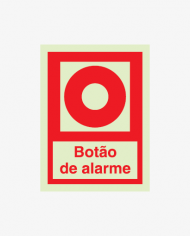 Sinal PVC/fotoluminescente - "Botão de Alarme" Composto 15x10cm P0525