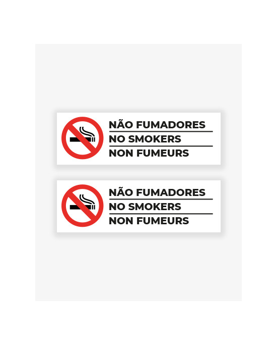 Sinal de Proibição - Não Fumadores / No Smokers / Non Fumeurs (Vinil Autocolante) - 8x2.5cm