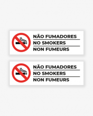 Sinal de Proibição - Não Fumadores / No Smokers / Non Fumeurs (Vinil Autocolante) - 8x2.5cm