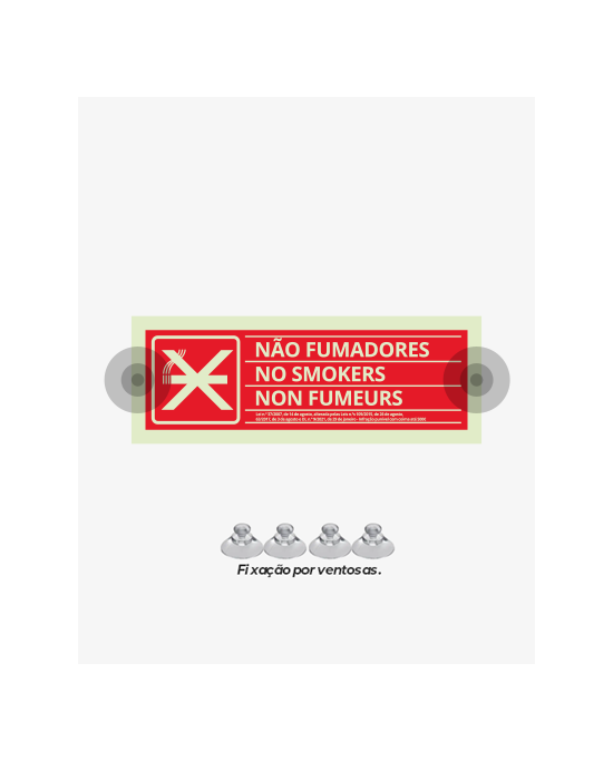 Sinal de Proibição - Não Fumadores | No Smokers | Non Fumeurs (10 x 3.5cm) - Amovível